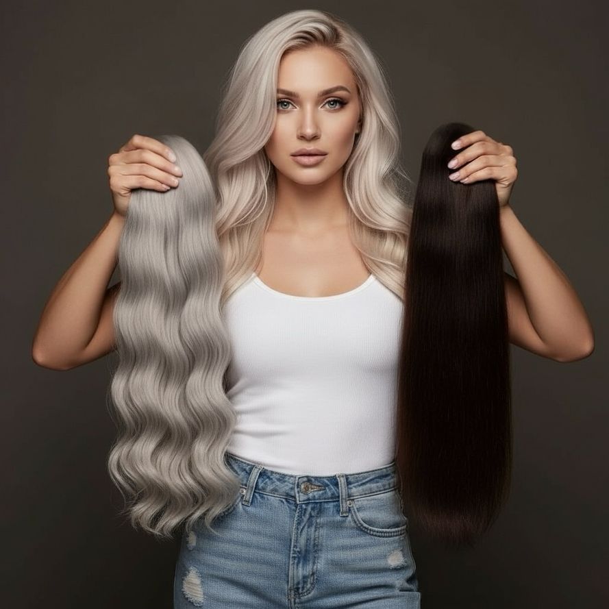 Premium Bonding Extensions Iceblond und schwarzbraun